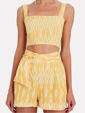 saylor eliah ikat 100% cotton top and shorts set in yellow